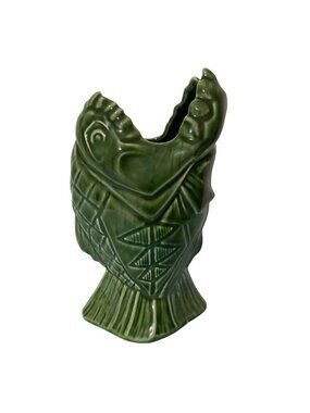 Trader Sams 1st Edition Enchanted Tiki Bar Green Ceramic Fish Mug Disney Collect